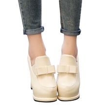 Load image into Gallery viewer, NEW Sexy Square High Heels Butterfly Knot PU Leather Shoes