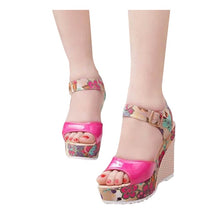Load image into Gallery viewer, 2019 Spring Florral Print Wedges Heel shoes