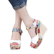 Load image into Gallery viewer, 2019 Spring Florral Print Wedges Heel shoes