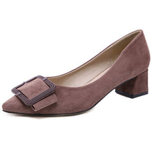 Load image into Gallery viewer, 2019 New Office Square Med Heels Buckle Decoration Pointed Toe Ladies shoes