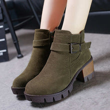 Load image into Gallery viewer, Ankle Buckle Suede Casual Platform Med Heels Shoes