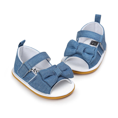 Toddler Girl Summer Denim Lace Soft Sole