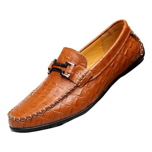 Men Moccasin Flats Slip On crocodile leather casual shoes