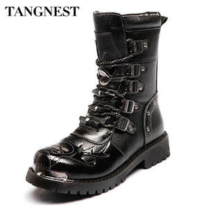 Man Military Motorcycle Boots
