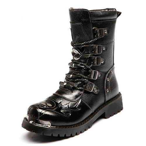 Man Military Motorcycle Boots