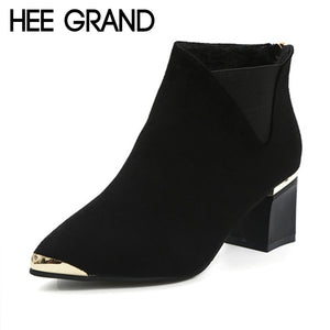 HEE GRAND Pointed Toe Autumn Rubber Women Ankle Boots