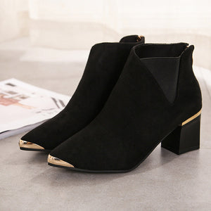 HEE GRAND Pointed Toe Autumn Rubber Women Ankle Boots