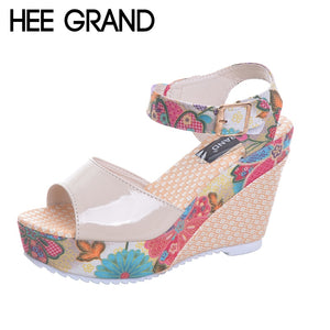 2019 Spring Florral Print Wedges Heel shoes