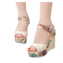 Load image into Gallery viewer, 2019 Spring Florral Print Wedges Heel shoes