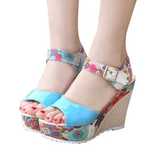 Load image into Gallery viewer, 2019 Spring Florral Print Wedges Heel shoes