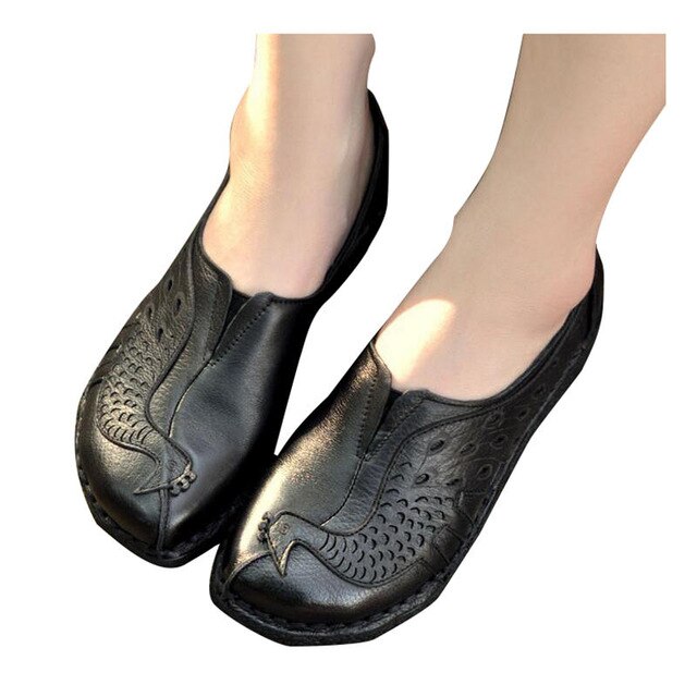 Spring Top Soft PU Leather Flats Anti-Slippy Shoes