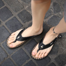 Load image into Gallery viewer, Flip Flops Genuine Leather Beach Shoes