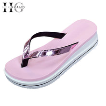 Load image into Gallery viewer, Gold Silver Flip Flops Beach Casual Shoes