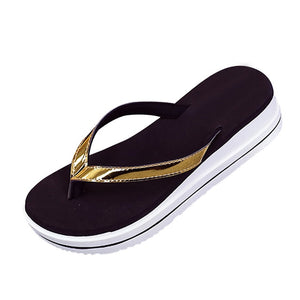 Gold Silver Flip Flops Beach Casual Shoes