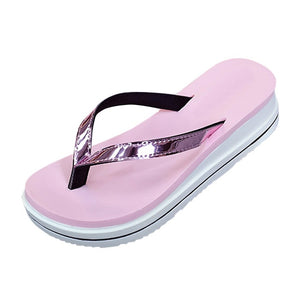 Gold Silver Flip Flops Beach Casual Shoes