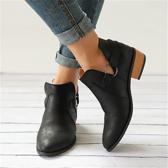 Slip On Women Causal Ankle Boots