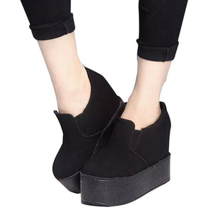 Solid Soft High Heels Platform Wedge Autumn Shoes